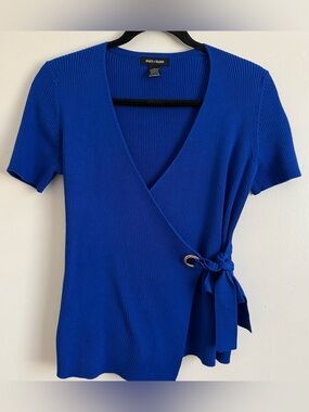 Select + Trend V-neck Wrap Top in Cobalt Blue Size L